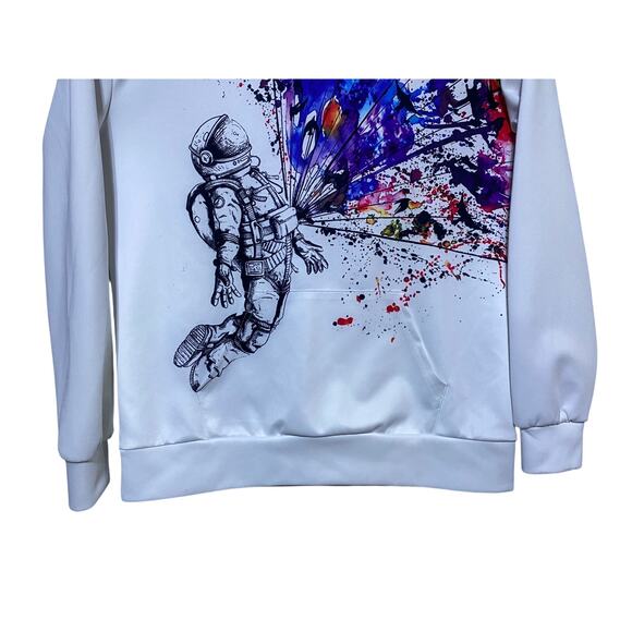 Barbed Rose Spaceman Digital Print Hoodie Sweatshirt Unisex Medium White - Picture 6 of 7